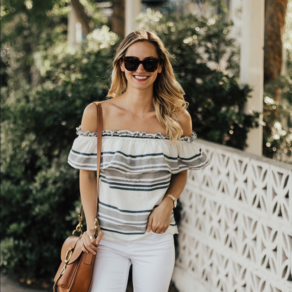 Splendid  Traveler off the shoulder ruffle top